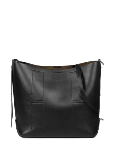Hogan Grained Leather Medium Hobo Bag With Iconic Design