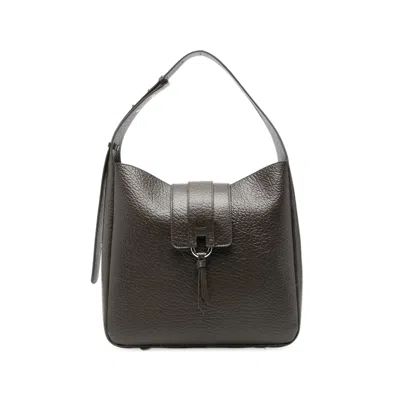 Hogan Grained-leather Buckle-detail Tote Bag In Brown