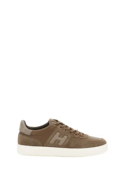 Hogan Green Leather Suede Inserts Sneakers In Multi