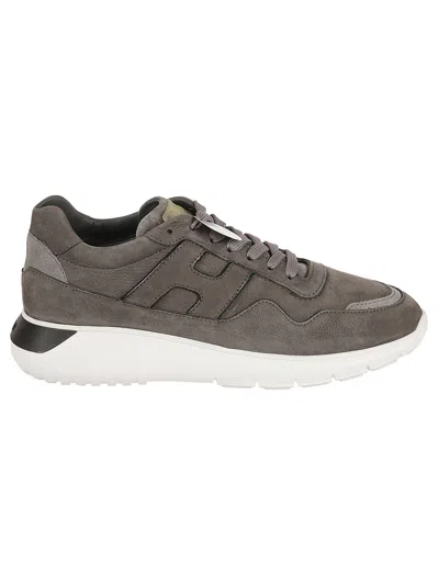 Hogan Grey Calfskin Sneakers With Cushioned Sole In Gray