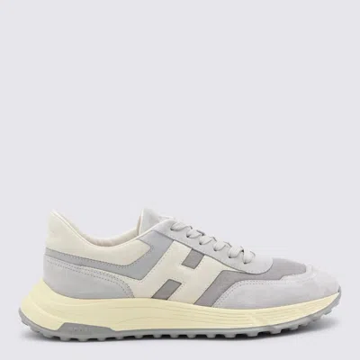 Hogan Hyperlight Calfskin Suede Panel Sneakers In Gray