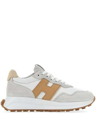 Hogan Grey Leather Suede Sneakers In Multicolor