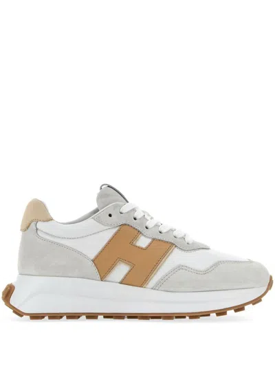 Hogan Grey Leather Suede Sneakers In Multi
