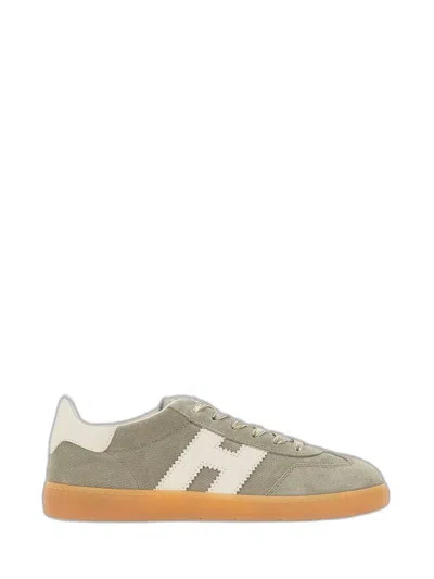 Hogan Grey Side Logo Flat Shoes In Green