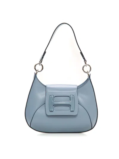 Hogan H-bag-hobo Small-size Leather Bag In Sky Blue