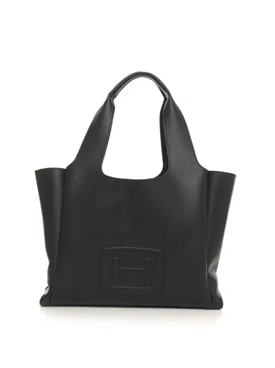Hogan H-bag Leather Bag In Black