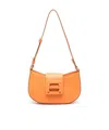 Hogan Leather Shoulder Bag With H Buckle Detail In Orange