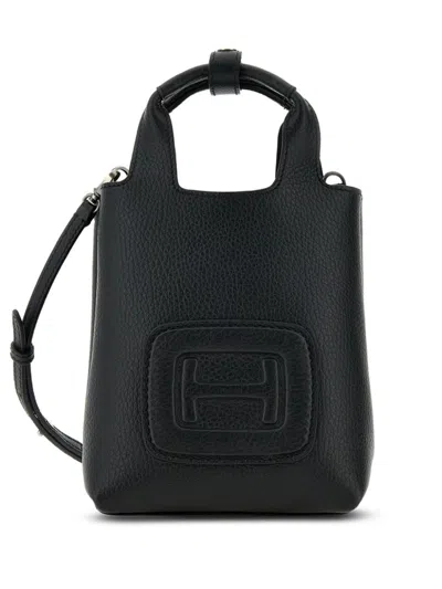 Hogan H-bag Mini Leather Tote Bag In Black