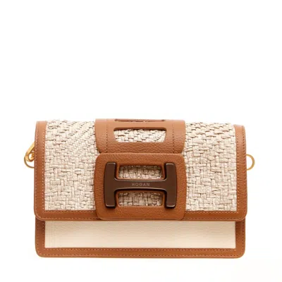 Hogan H-bag Woven Crossbody Bag In Neutrals