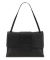 Hogan Structured Calfskin H-bag With Adjustable Shoulder Strap In Black