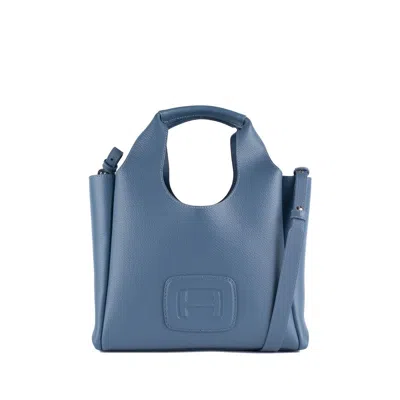 Hogan H-bag Small Leather Tote Bag In Blue