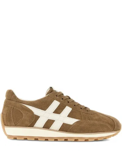 Hogan Suede Leather H-detail Trainers In Brown