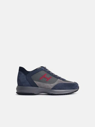 Hogan 'h Floc' Blue Suede Sneakers