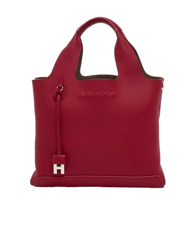Hogan H Logo Charm Shopping Bag In Red