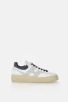 Hogan Lace-up White Sneakers With Logo Patch In Multi
