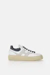 Hogan Lace-up White Sneakers With Logo Patch In Multi