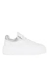 Hogan Striped Leather Lace-up Sneakers With H Detail In White