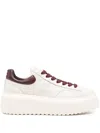 Hogan H-stripe Platform Leather Sneakers In Neutral