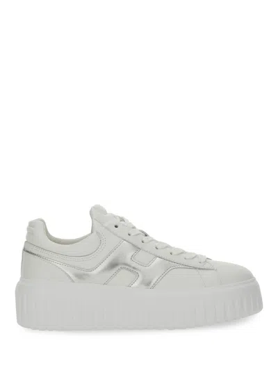Hogan Women Silver H-stripes Leather Sneakers, 7.5 Luxury Sneakers For Women Darveys In White