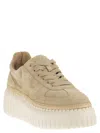 Hogan Light Biscuit H710 H-stripes Basket Sneakers In Brown