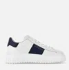 Hogan Panelled Design Calf Leather Sneakers With Chunky Sole In White