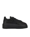 Hogan H-stripes Allacciato H Leather Sneakers In Black