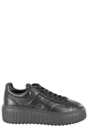 Hogan H-stripes Allacciato H Leather Sneakers In Black