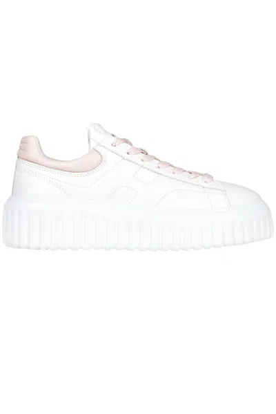 Hogan H-stripes Allacciato H Leather Sneakers In White