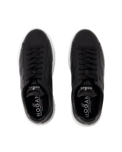 HOGAN H-STRIPES ALLACCIATO SNEAKERS - HOGAN - LEATHER - BLACK