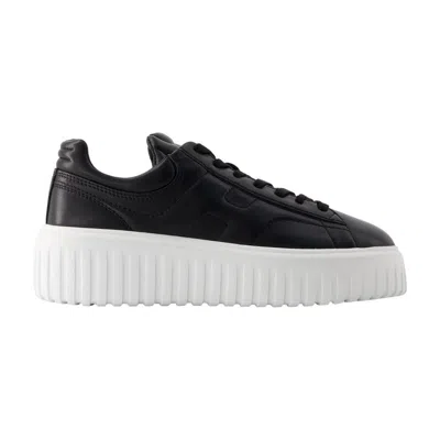 Hogan H-stripes Allacciato Sneakers In Black