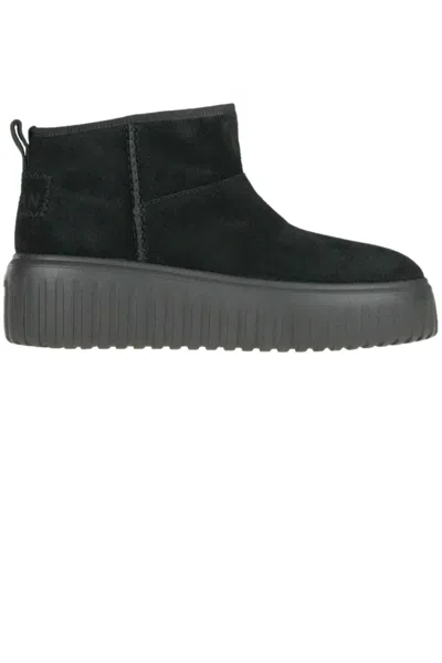 Hogan H Stripes Basso Ankle Boots In Black