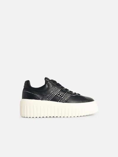 Hogan 'h-stripes' Black Leather Sneakers