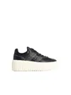 Hogan Leather Sneakers With Platform Sole And Embellished Stripes In Black