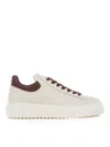Hogan H-stripes Leather Sneakers In Dark Red