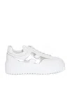 Hogan White Sneakers With Smooth Upper And Metallic Accent In White
