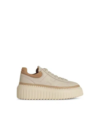 Hogan Women's H-stripes Leather Sneakers In Beige