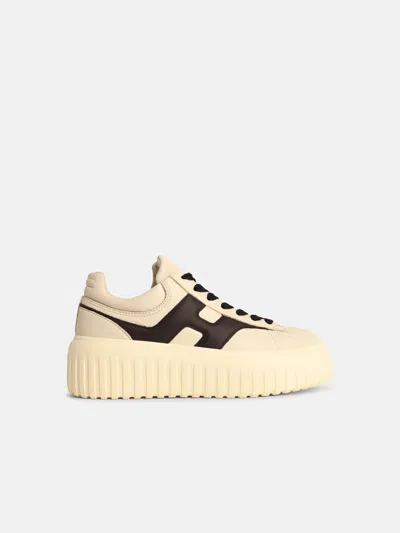 Hogan 'h-stripes' Ivory Leather Sneakers In White