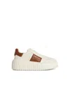 Hogan Panelled Leather Sneakers Decorative Stitching In White+brown