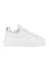 Hogan Striped Leather Lace-up Sneakers With H Detail In White