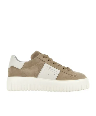 Hogan H-stripes Lace-up Sneakers In White