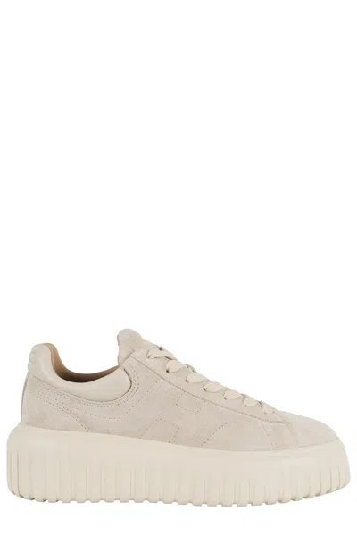 Hogan H Stripes Lace-up Sneakers With Embossed Logo In Multi