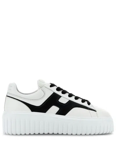 Hogan H-stripes Leather Sneakers In Black