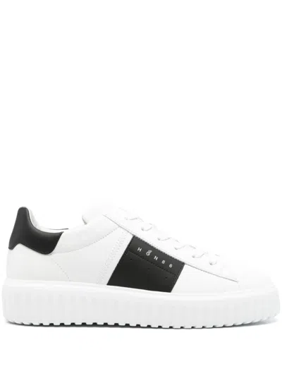 Hogan White Blue Lace Up Sneakers In Multi