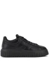 Hogan Leather H-stripes Tread Sneakers In Black