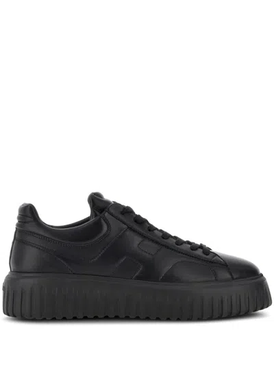 Hogan Leather H-stripes Tread Sneakers In Black