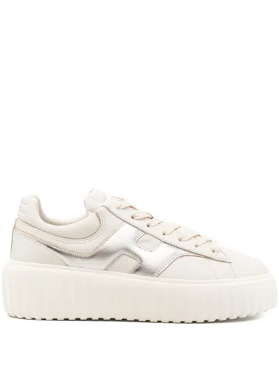 Hogan H-stripes Platform Sneakers In Neutral