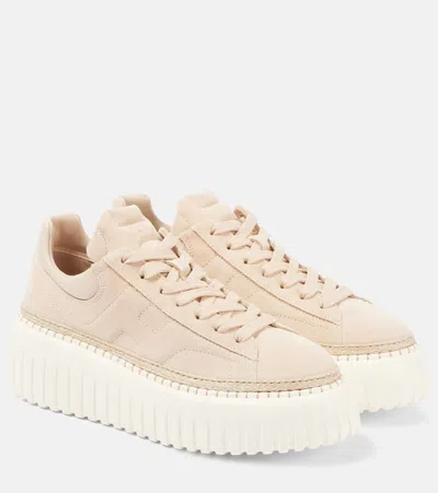 Hogan H-stripes Leather Sneakers In Multicoloured