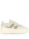 Hogan H-stripes Leather Sneakers In Neutral