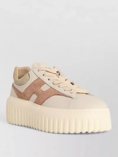 Hogan H Stripes Leather Sneakers Platform Sole In Multi