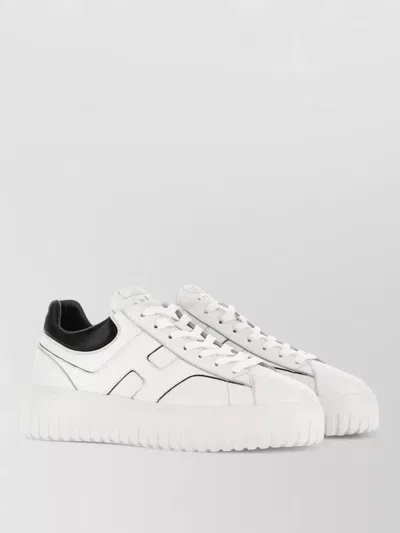 Hogan H Stripes Leather Sneakers Rubber Sole In White